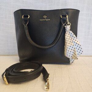 Nanette Lepore Black Faux Pebbled Leather Dual Strap Crossbody  Handbag A269